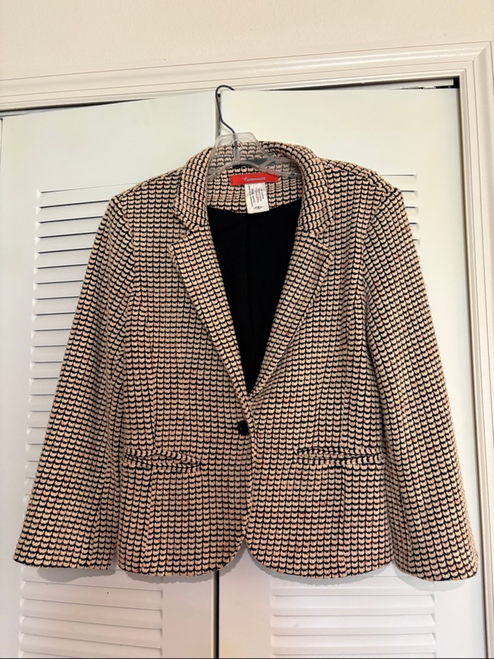 Cartonnier for Anthropologie Black and Tan Textured Single-Button Blazer